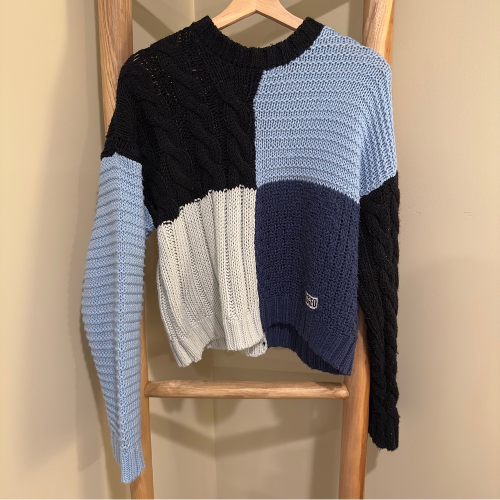 The Ragged Priest Black and Blue Crew Neck Sweater